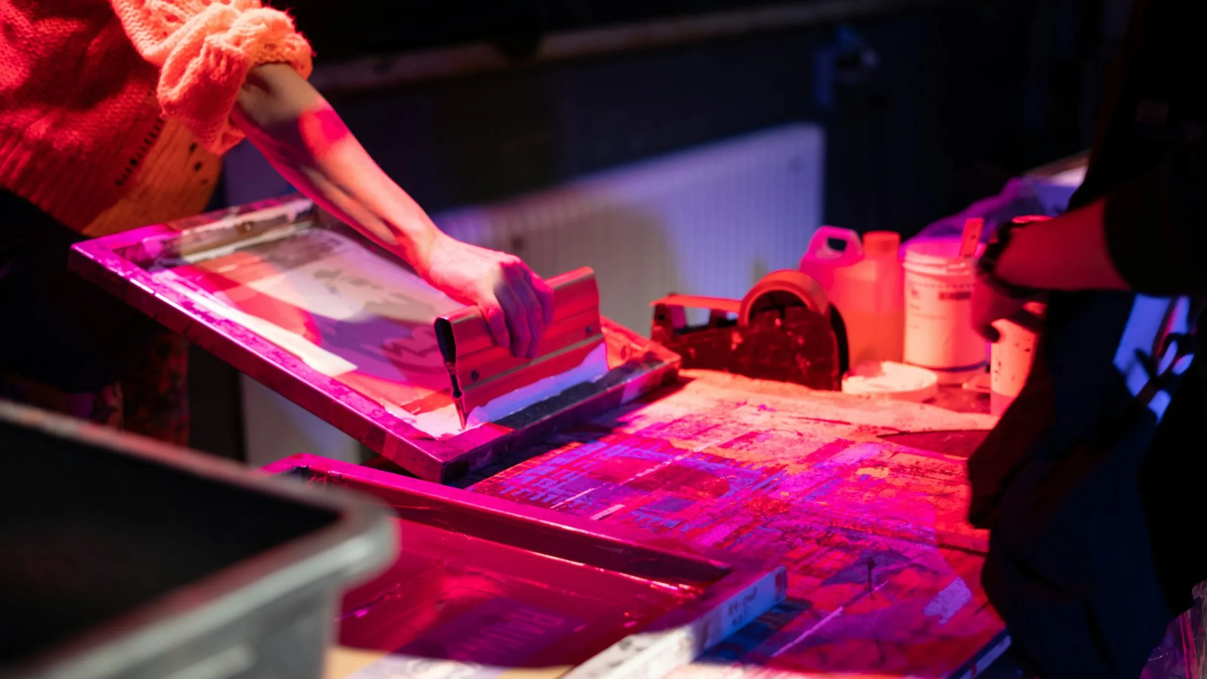 Atelier sérigraphie, illustration provisoire pour PLV événementielle.